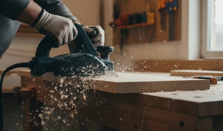 How to use an electric planer machine to smooth a wooden board