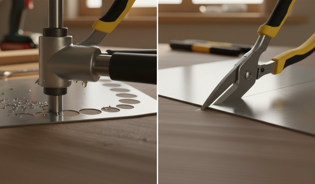 nibbler vs shears comparison cutting sheet metal side by side