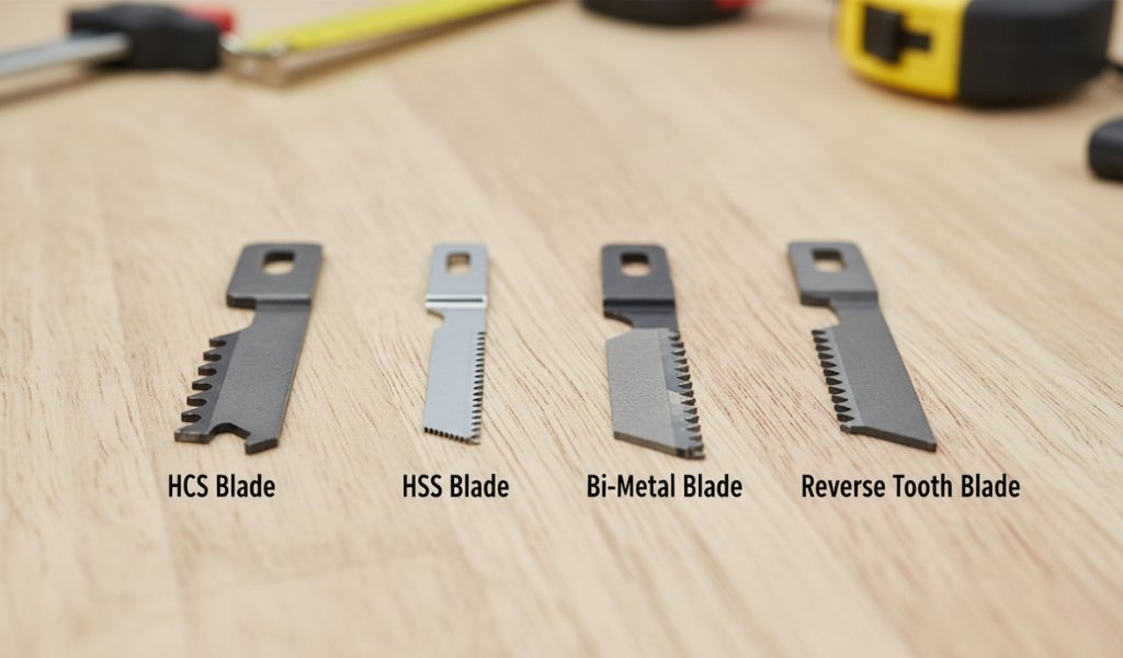 different types of jigsaw blades including HCS HSS bi metal and reverse tooth blades