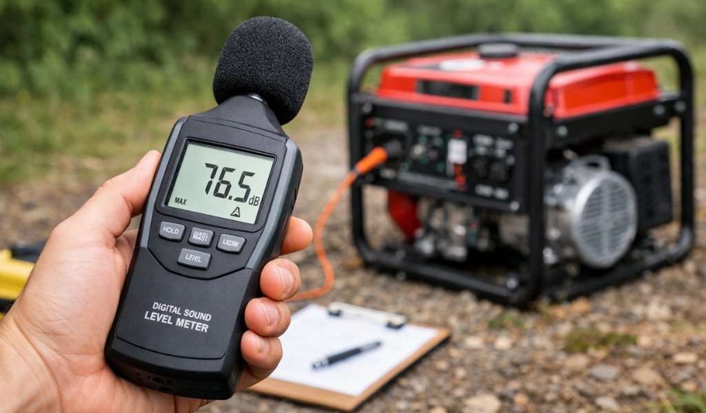 measuring generator noise using digital sound level meter 