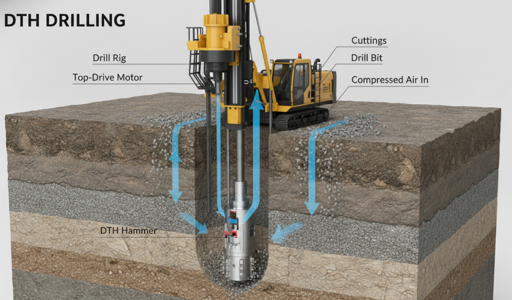 DTH (Down-the-Hole) drilling operation