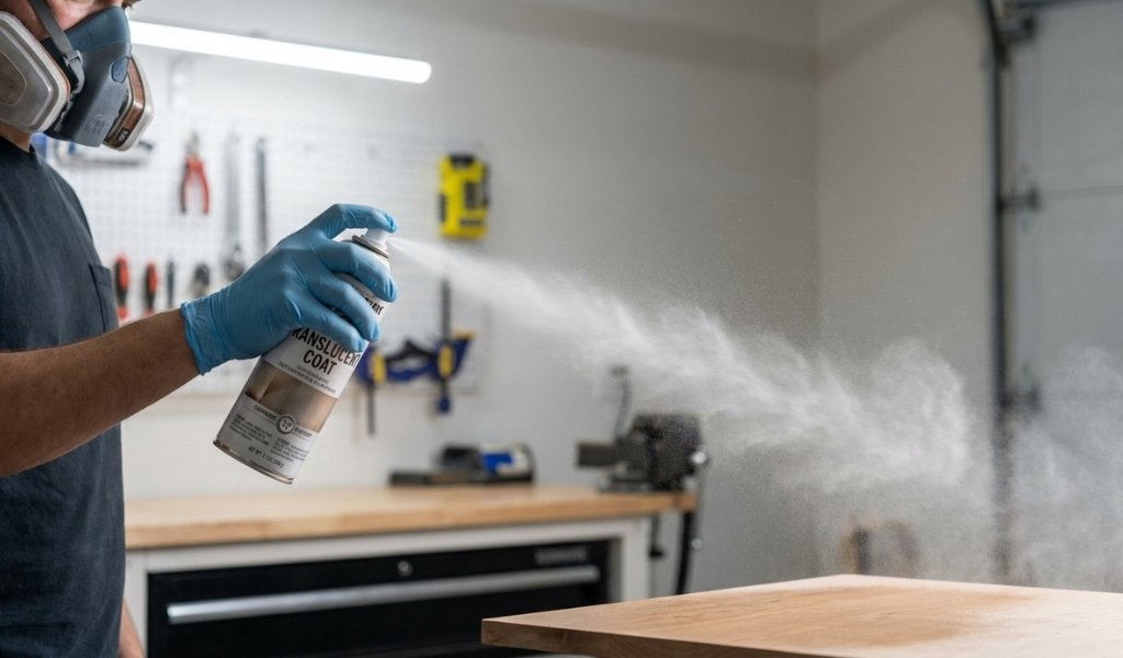 Hands holding an aerosol spray paint can applying light even coats