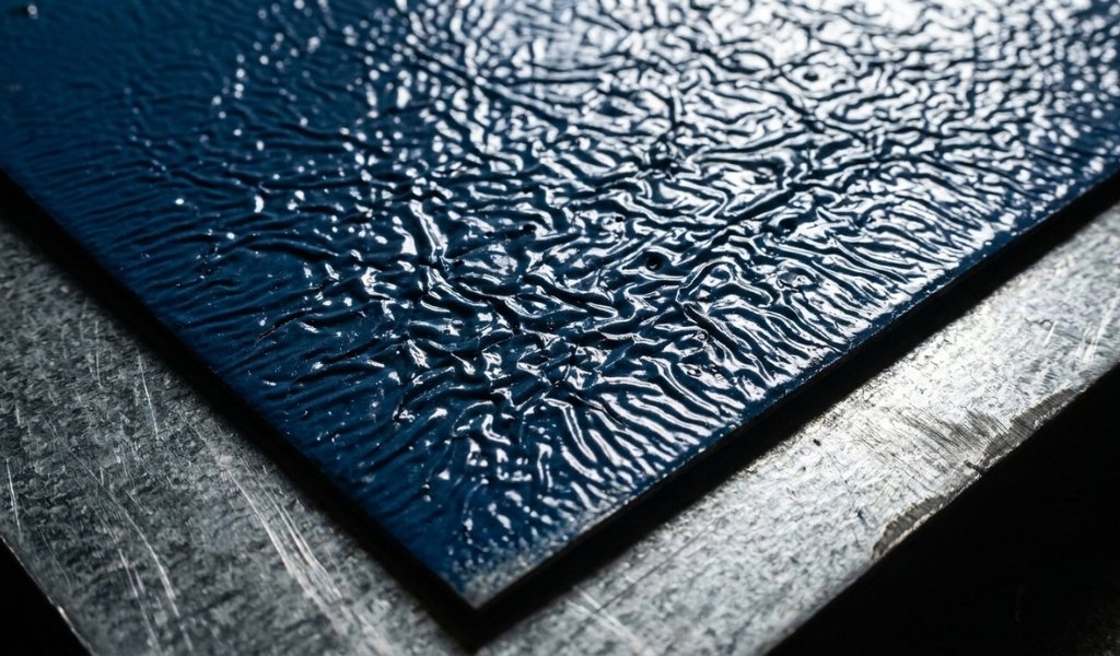 Close-up view of spray paint wrinkling and crinkling texture on a surface