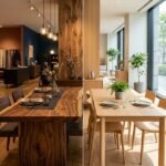 acacia wood vs rubberwood dining table comparison showing rich grain and uniform texture