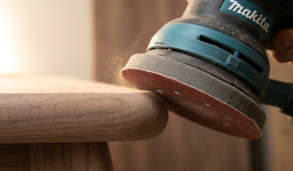 attaching foam sanding pads to a random orbital sander for contour woodworking