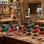 detail sander guide showing various mouse sanders and sanding pads on a workbench
