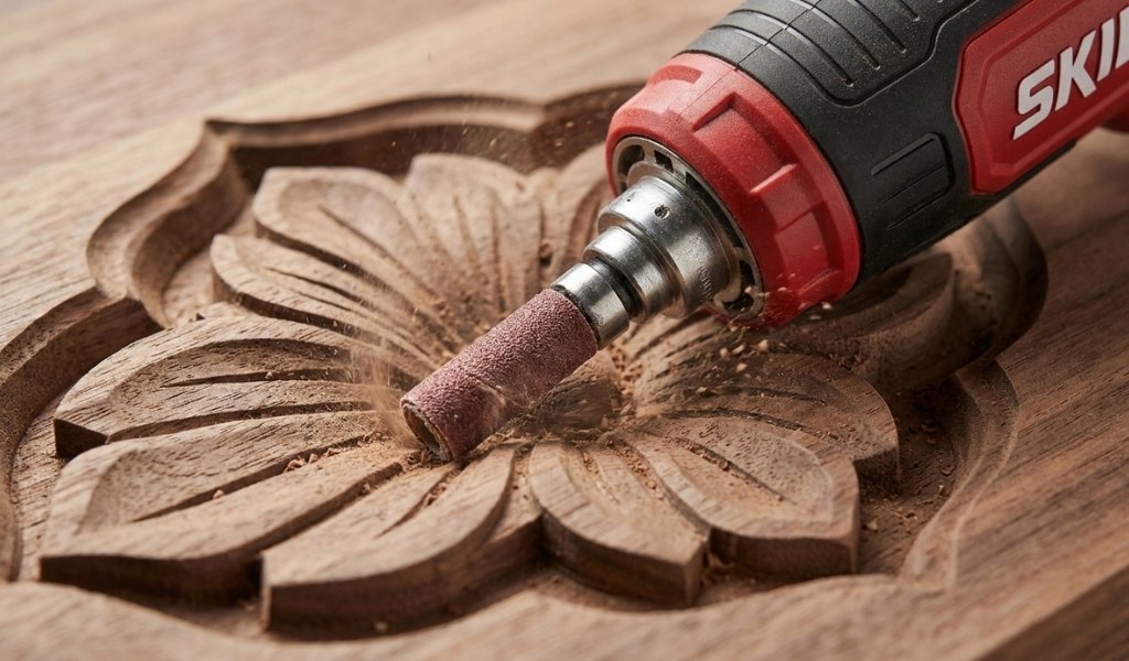 detail sander equipped with an interchangeable finger attachment for narrow grooves