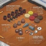 dremel sanding bits guide showing sanding bands, discs, flap wheels, and grinding stones