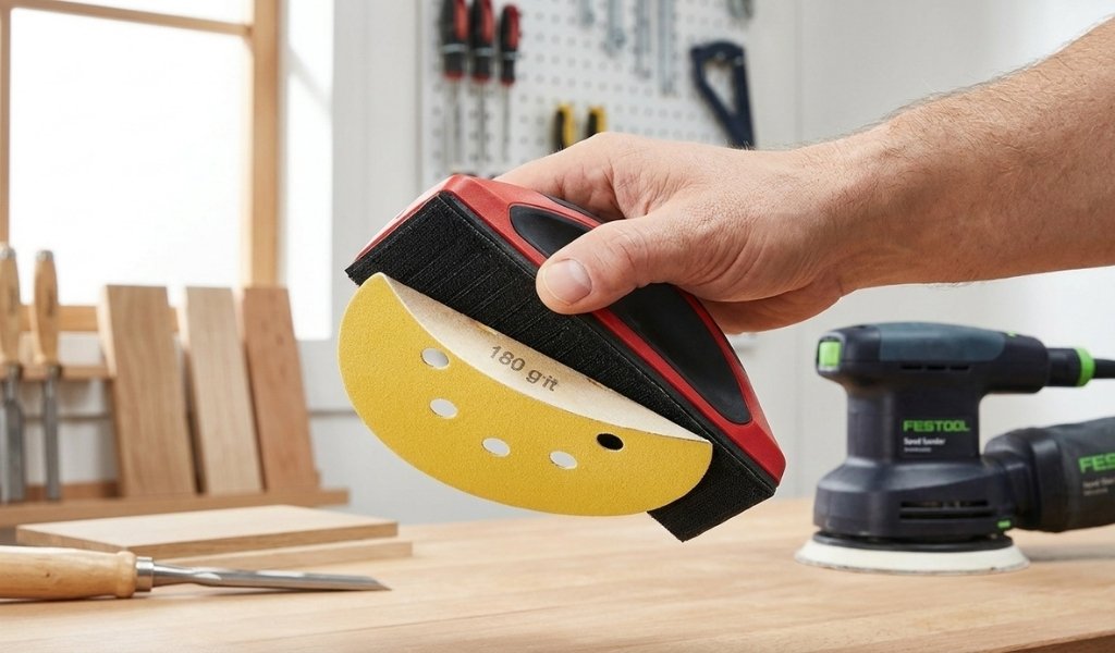 hook and loop hand sanding block with changeable abrasive disc