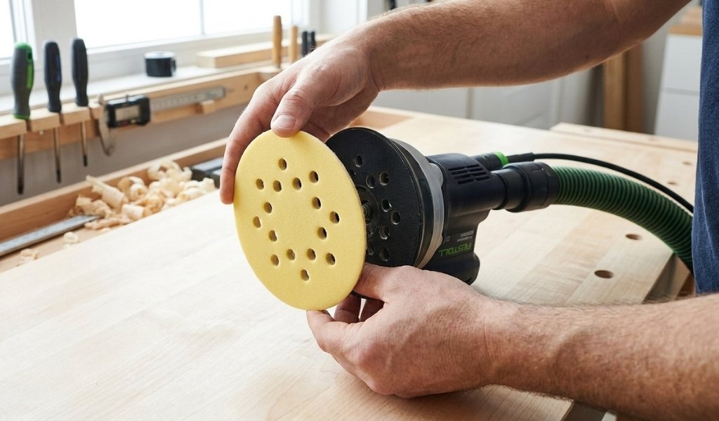 aligning hole pattern on foam sanding pads with a sander backing plate