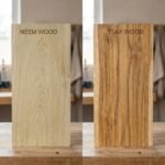 neem wood vs teak wood planks showing grain pattern color and natural oil texture