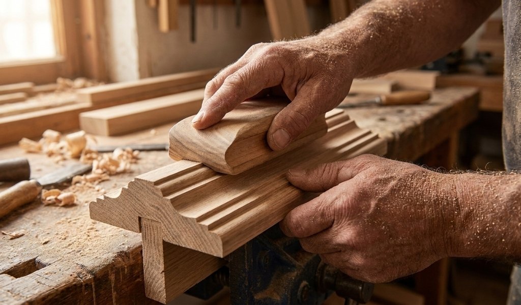 contoured profile sanding block shaping decorative wooden moldings