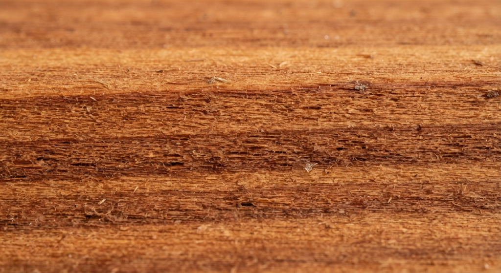 Close-up of raw western red cedar grain and texture.
