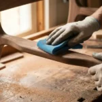how to sand curved wood and rounded shapes with a flexible sanding sponge on a curved wooden chair arm