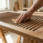 how to sand louvered doors flat on sawhorses with folded sandpaper for paint prep