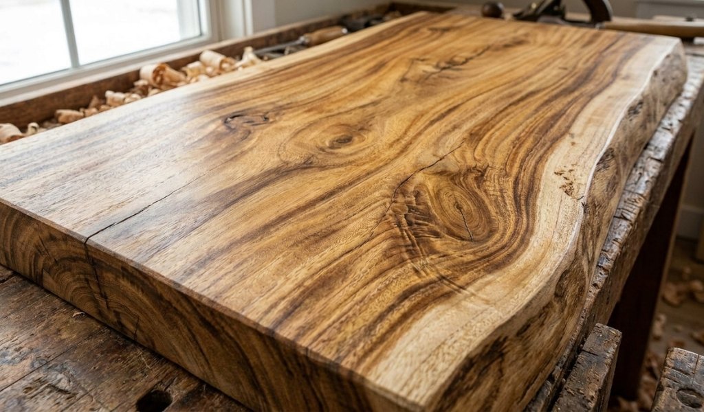 mango wood natural color variation and interlocked grain pattern