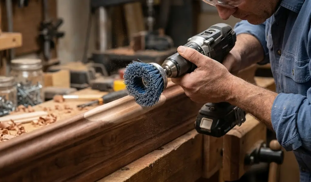 abrasive nylon filament wheel brush sanding wood profiles